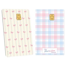 리코즈 커스텀 데코 카드 스티커 05 미니칩 리본체크 2종 세트, 혼합색상, 1세트