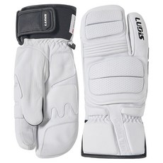 韓國 LUDiS 高山滑雪板競賽三指皮革防寒手套 雙手穿戴組 LUPDMG01, 白色, 1個