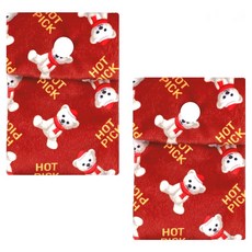 핫픽 따뜻하곰 휴대용 프리미엄 극세사 포켓용 미니핫팩 전용 파우치 레드, 2개