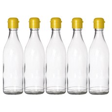 서울패키지 노랑캡 투명 기름유리병, 5개, 350ml