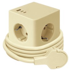 원스탑 제로갭 납작 큐브 고용량 USB C 고속충전 멀티탭 4000W, 1개, 버터크림, 1.8m