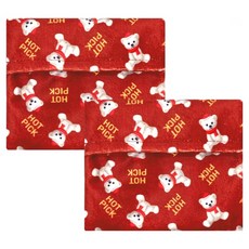 핫픽 따뜻하곰 프리미엄 극세사 포켓용 파우치 핫팩 휴대용 대형 레드, 2개