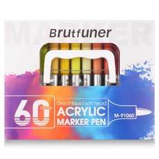 Brutfuner 鄰家大哥 壓克力玻璃繪圖素描麥克筆, 1個, 60色