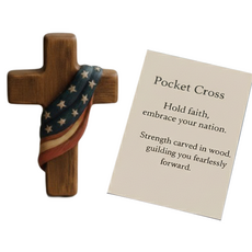 Hayeon Seja 溫暖感性手工原木口袋十字架 4 x 6 cm + 卡片組, 混合色, 1套