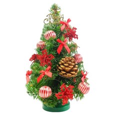 摩達客 精緻綠色聖誕樹套組, 聖誕花糖果紅系