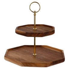 plala 金色雙層蛋糕盤, 1個, 木質