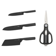 Lanmi 懶米 唱片系列 廚房刀具四件組, 1套, 切刀 + 主廚刀 + 水果刀 + 剪刀