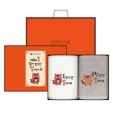 Songwol 松月 紅色小馬刺繡飯店毛巾 150g 30支棉紗 2件組禮盒 + 提袋, 象牙白, 淺棕色, 1套