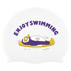 REALLYGOODSWIM 雞尾酒企鵝矽膠泳帽, 白色, 1個