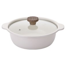 Cookin Kitchen Flower 輕量砂鍋電磁爐鍋, 奶油拿鐵, 1個, 24cm