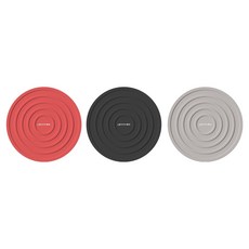 Lanmi 懶米 唱片系列 矽膠隔熱墊三件組, 紅色 + 灰色 + 黑色, 1套