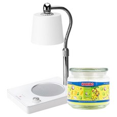 하리보캔들 미듐자 + 빛 높이 조절 캔들워머 세트, 화이트, 코코넛 라임