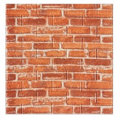 3D泡棉壁紙 自黏式 防水 隔熱 磚紋 泡棉磚, 復古橘色磚, 1個