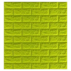 3D泡棉壁紙 自黏式 防水 隔熱 磚紋 泡棉磚, 螢光綠, 1個