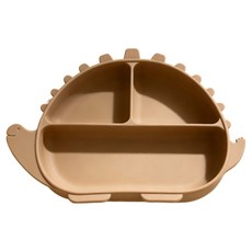 맘앤리틀 유아용 실리콘 공룡 흡착 식판, 베이지, 1개