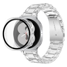 LIAMONT Galaxy Watch 樹脂透明錶帶 + 全包覆螢幕保護殼套組, 1套, 透明