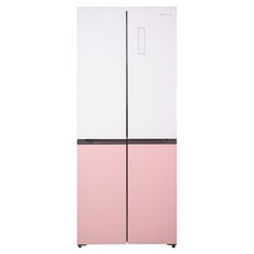 쿠잉전자 글램 글라스 대용량 418L 양문형 4도어 냉장고 방문설치, MD405GWP