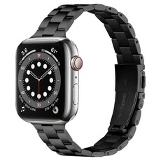 LIAMONT Apple Watch 蠔式與五珠纖薄金屬錶帶, 1個, 黑色
