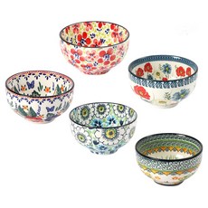 Polanier 新款飯碗5件組, 雛菊 + 苔蘚玫瑰 + 罌粟花 + 弗洛莉亞 + 蜜桃盛開, 1套, 飯碗 5件