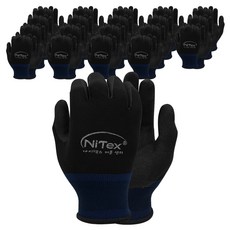 NiTex 酷寒冬季 Sandy NBR砂面塗層工作手套 雙手穿戴組 M, 黑色, 20套