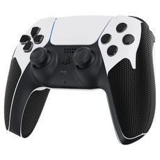 SPACE SHIELD Sony PlayStation PS5 DualSense Edge 相容遊戲手把防滑握把貼紙套組, 黑色, 1個, 單一商品