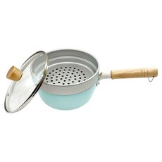 IDINA 便利鍋 IH 陶瓷錘紋鍋 + 玻璃鍋蓋 + 蒸籠套組 薄荷綠, 1套, 20cm