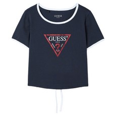 GUESS 女款後綁帶原創三角短袖滾邊T恤 YP2K1437NVYXS