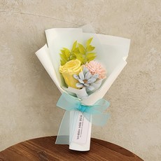 아스파시아 조화 그리움 프리저브드 미니장미 성묘꽃다발, 옐로우(꽃다발), 당신을 영원히 사랑합니다(메세지 택), 1개