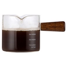 발룬피니 내열유리 우드 핸들 벨크리머 계량 샷잔 200ml, 혼합색상, 1개