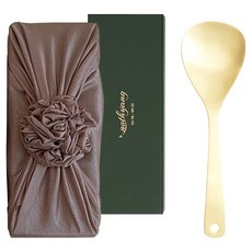 Nothyang 方字鍮器 孝 飯匙 包袱巾, 金色(飯匙) + 可可色(包袱巾), 1個