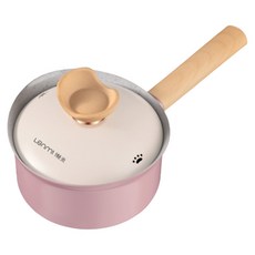 Lanmi 懶米 抱抱系列 麥飯石雪平鍋加蓋 莫蘭迪粉, 1個, 18cm