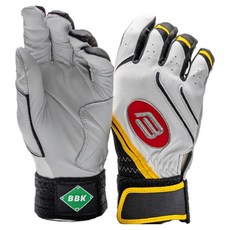 비비케이 25 Dark Yellow 배팅장갑 양손착용 세트 BG395, 1세트, WHITE + BLACK