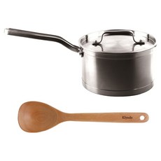 Kiyodo 不鏽鋼鍋具組 片手鍋 + 手作不沾桌湯杓, 片手鍋 18cm + 湯杓, 銀色, 1套