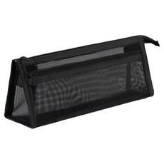 루비오 메쉬 삼각 초경량 시스루 투명 수납 파우치, 검정색, 1개