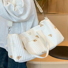 ROI라이프 자수 여행 대용량 짐 기저귀 가방, 라벨곰