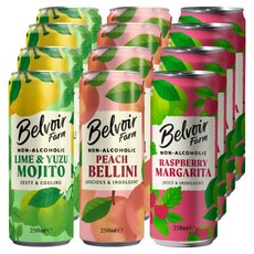Belvoir Farm 無酒精莫希託 4入 x 250ml + 瑪格麗特 4入 x 250ml + 百利尼 4入 x 250ml 套組, 1套