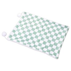 요런개 반려동물 방울 체크무늬 방석매트, 2 그린, 1개