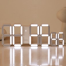루미너스 스톱워치 LED 무소음 벽시계, 밀크화이트