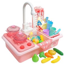 키저스 쁘띠쉐프 물 나오는 주방놀이 장난감 세트, 로즈 핑크, 1세트