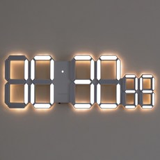 루미너스 스톱워치 백라이트 LED 디지털 사무실 인테리어 무소음 디자인 전자 벽시계, 밀크화이트