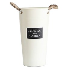 Jiko Easygo 花桶 花店裝飾用 錫罐 北歐鐵製標籤 麻繩花瓶, 奶油色(麻繩), 白色(花瓶), 黑色(標籤)