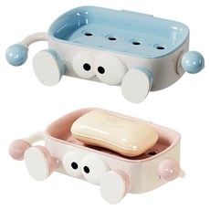 Hanbomnuri 可愛瀝水肥皂盒 2件組, 藍色, 粉紅色, 1套