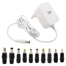 솔탑 DC 12V 2A CCTV 일체형 어댑터 화이트 1.5m + 젠더 10종 세트, 1세트, SOLTOP-3994 1세트, SOLTOP-3994