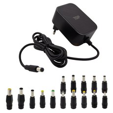 솔탑 DC 12V 3A 다용도 어댑터 블랙 1.5m + 젠더 15종 세트, 1세트, SOLTOP-4023