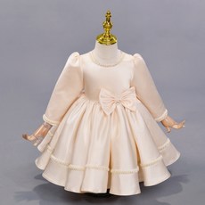 Bebemon Story 長袖芭蕾緞面蝴蝶結洋裝