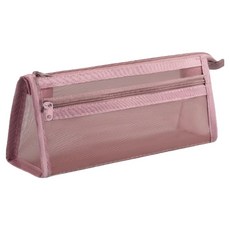 Rubio 網眼三角超輕量透視透明收納筆袋, 粉紅色, 1個