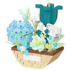 더플로우커머스 힐링블룸 DIY 플라워 바스켓 시리즈 오브제 나노블럭, 블루릴리, 1개