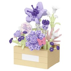 더플로우커머스 힐링블룸 DIY 플라워 바스켓 시리즈 오브제 나노블럭, 라벤더, 1개