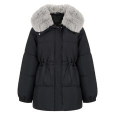 ab.plus 女款毛領抽繩中長版鋪棉外套 LSA1MU47