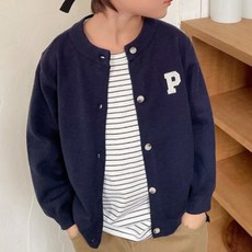 이유몽 아동용 베이직핏 라운드넥 줄무늬 긴팔 가디건 E6S130